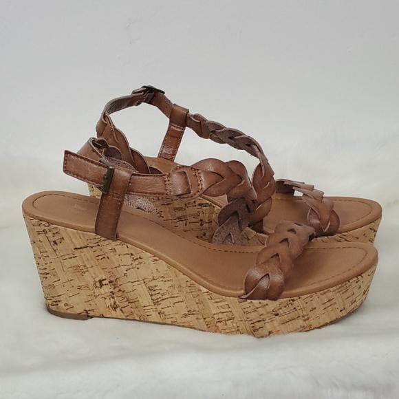 Coach and Four cork sandals brown strap leather strips women size 9M - Picture 3 of 12